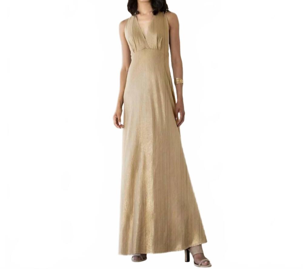 NEW AGGEL KNITWEAR the xanthi crinkled maxi dress in gold